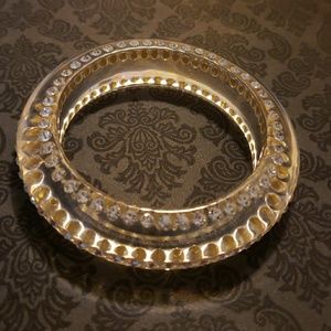 Large Clear Plastic Rhinestone Bangle Bracelet